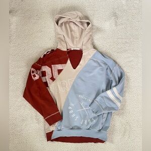 We The Free Red and Light Blue streetwear Hoodie Super oversized M